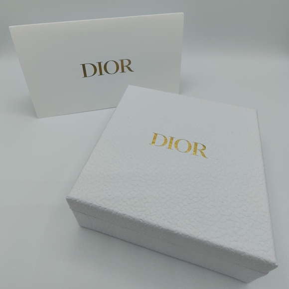 unbranded Other - Dior Textured White Gift Box & Card Gold Logo 5x5 Hard Box Case Packaging NWOT